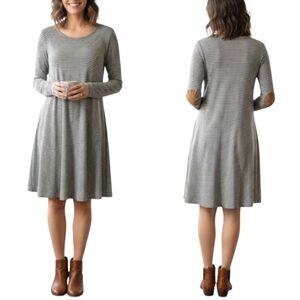 Potter's Pot Women's Faux Suede Elbow Patch Striped Dress Size Large